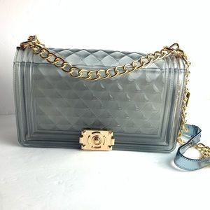 NEW Quilted Smokey Black Clear Crossbody Bag